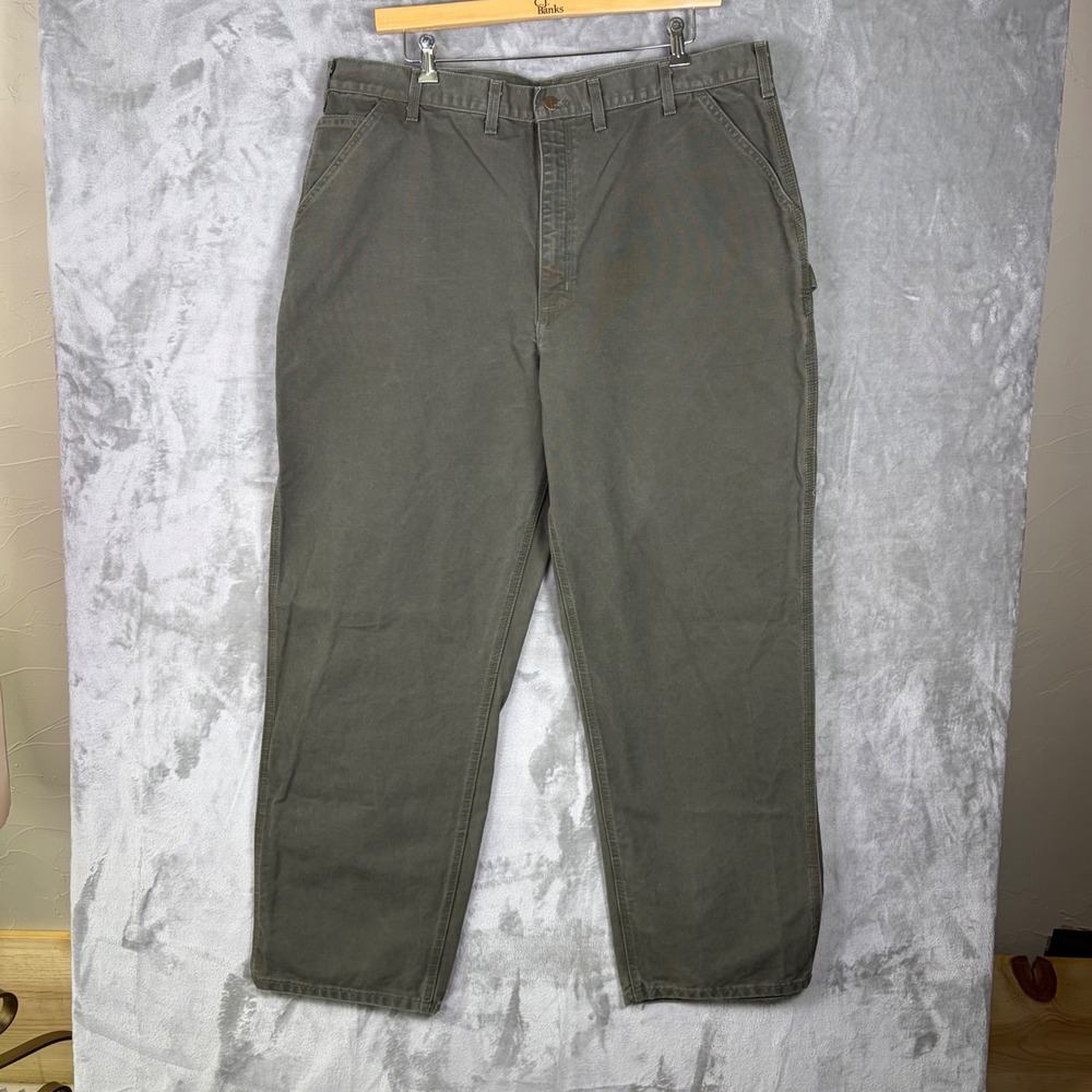 Carhartt Mens B11 Loose Fit Carpenter Work Pants Size 44x34 Moss Green